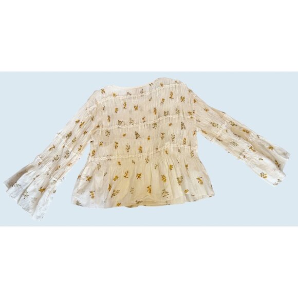 REBECCA TAYLOR Ines Smocked Floral Blouse Top Size Small NWT - Picture 6 of 8